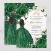 Smaragd Groen Bloemen Prinses Quinceañera Sweet 16 Kaart (Voorkant / Achterkant)