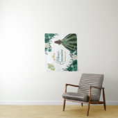 Smaragd Groen Bloemen Quinceañera Goud Welkomstbor Wandkleed (In situ)