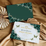 Smaragd Groen Bloemen Zoet Zestien Save the Date Aankondiging<br><div class="desc">Elegant Sweet 16 Save the Date Invitation Kaarten in Emerald Green en Gold</div>