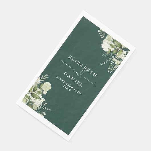 Smaragd groen bloemenelegante bruiloft servet (Hoek)