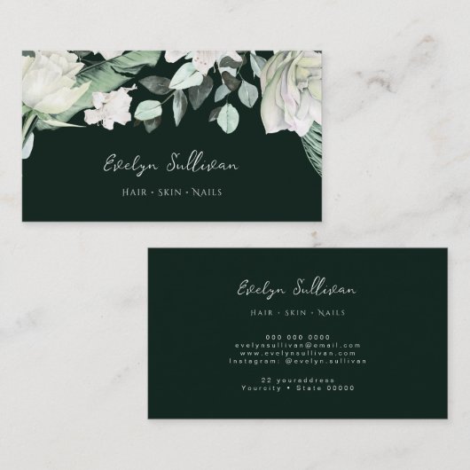 Smaragd groen bloemenkleurig visitekaartje (Voorkant / Achterkant)