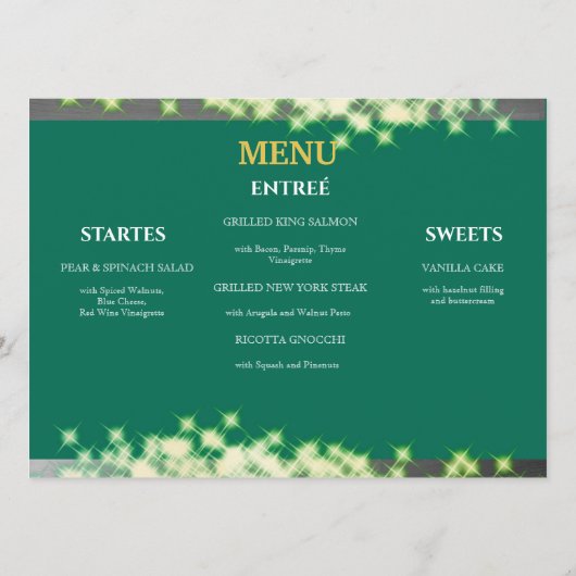 Smaragd Groen  Boho Quinceañera Spaans Menu (Achterkant)