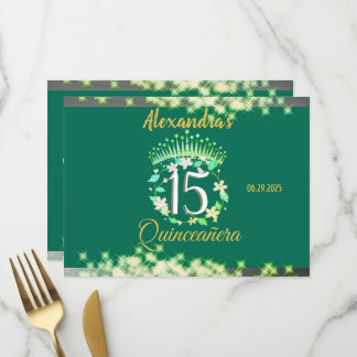 Smaragd Groen Boho Quinceañera Spaans Menu