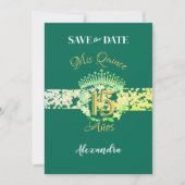 Smaragd Groen  Boho Quinceañera Spaans Save The Date (Voorkant)
