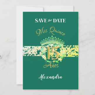 Smaragd Groen Boho Quinceañera Spaans Save The Date