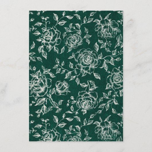 Smaragd groen botanische bruiloft Details Informatiekaartje (Achterkant)