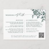 Smaragd groen  botanische bruiloft Details Informatiekaartje (Voorkant)