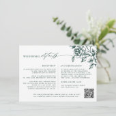 Smaragd groen  botanische bruiloft Details Informatiekaartje (Staand voorkant)