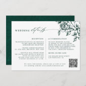 Smaragd groen  botanische bruiloft Details Informatiekaartje (Voorkant / Achterkant)