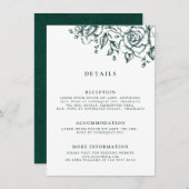 Smaragd groen  botanische bruiloft Details Informatiekaartje (Voorkant / Achterkant)