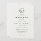 Smaragd groen  botanische bruiloft kaart (Voorkant)