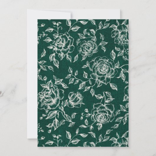Smaragd groen  botanische bruiloft kaart (Achterkant)