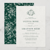 Smaragd groen  botanische bruiloft kaart (Voorkant / Achterkant)