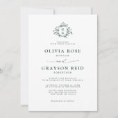 Smaragd groen  botanische bruiloft kaart (Voorkant)