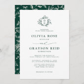 Smaragd groen  botanische bruiloft kaart (Voorkant / Achterkant)