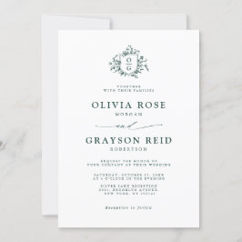 Smaragd groen  botanische bruiloft kaart