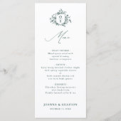 Smaragd groen botanische bruiloft menu (Voorkant)