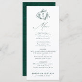 Smaragd groen  botanische bruiloft menu (Voorkant / Achterkant)