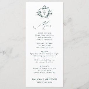 Smaragd groen botanische bruiloft menu