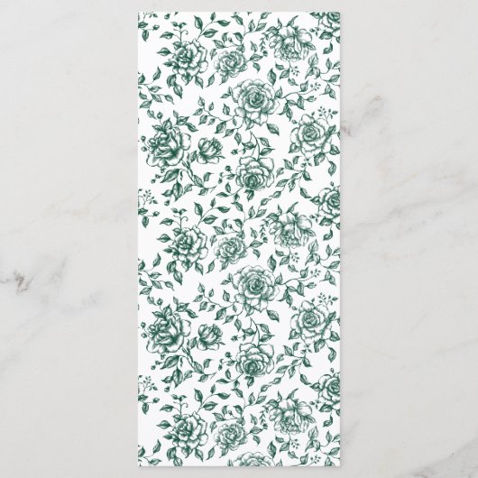 Smaragd groen  botanische bruiloft menu (Achterkant)