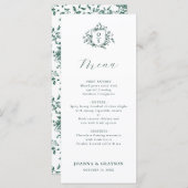 Smaragd groen  botanische bruiloft menu (Voorkant / Achterkant)