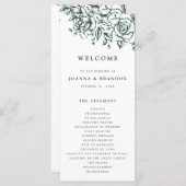 Smaragd groen  botanische bruiloft programmakaart (Voorkant / Achterkant)