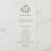 Smaragd groen  botanische bruiloft programmakaart (Voorkant)