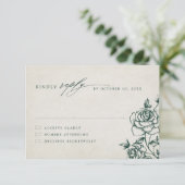 Smaragd groen  botanische bruiloft RSVP kaartje (Staand voorkant)