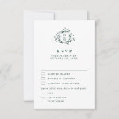 Smaragd groen  botanische bruiloft RSVP kaartje (Voorkant)