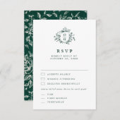 Smaragd groen  botanische bruiloft RSVP kaartje (Voorkant / Achterkant)