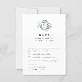 Smaragd groen  botanische bruiloft RSVP kaartje