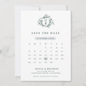 Smaragd groen botanische bruiloft save the date (Voorkant)