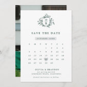 Smaragd groen  botanische bruiloft save the date (Voorkant / Achterkant)