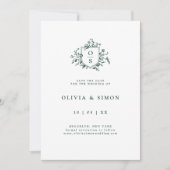 Smaragd groen botanische bruiloft save the date (Voorkant)