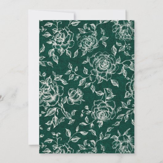 Smaragd groen botanische bruiloft save the date (Achterkant)