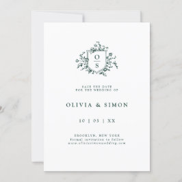 Smaragd groen  botanische bruiloft save the date