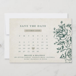 Smaragd groen  botanische bruiloft save the date