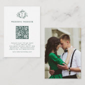 Smaragd groen botanische bruiloft website informatiekaartje (Voorkant / Achterkant)