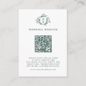 Smaragd groen  botanische bruiloft website informatiekaartje (Voorkant)