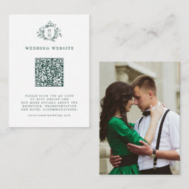 Smaragd groen  botanische bruiloft website informatiekaartje