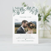 Smaragd groen  botanische eenvoudige bruiloft bedankkaart (Staand voorkant)