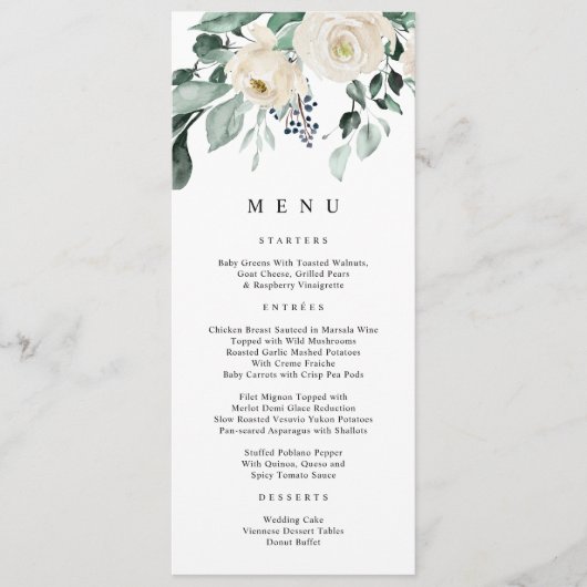 Smaragd groen bruiloft Elegant Menu (Voorkant)