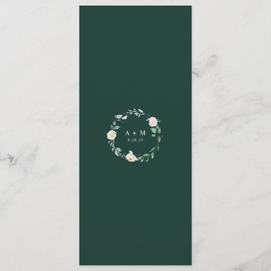 Smaragd groen bruiloft Elegant Menu (Achterkant)