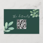 Smaragd groen bruiloft QR-code Informatiekaartje (Voorkant)