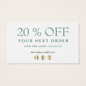 Smaragd groen dank u kortingskaart visitekaartje (Achterkant)