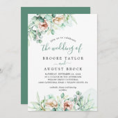 Smaragd groen de bruiloft van de uitnodiging (Voorkant / Achterkant)