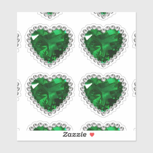Smaragd Groen Diamant Jubileum Hart Sticker (Vel)