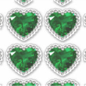 Smaragd Groen Diamant Jubileum Hart Sticker (Voorkant)