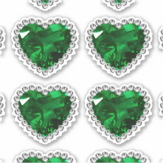 Smaragd Groen Diamant Jubileum Hart Sticker (Voorkant)