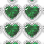 Smaragd Groen Diamant Jubileum Hart Sticker (Voorkant)